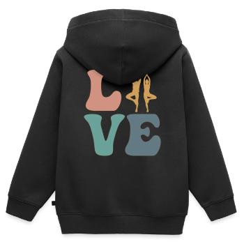 AMOUR Yoga Yogi - Sweat Premium à capuche zippé enfant bio - noir - Dos - AI Model Kid Male (0cm)
