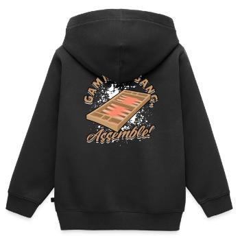 Backgammon Gammon Gang Assemble! - Kids Premium Organic Zip-up Hoodie - black - Back - AI Model Kid Male (0cm)