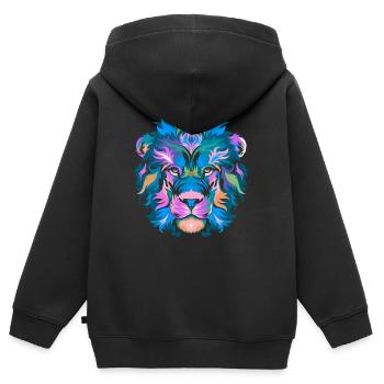 Lion Lion Tête de lion - Sweat Premium à capuche zippé enfant bio - noir - Dos - AI Model Kid Male (0cm)