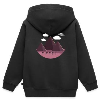 Soucoupe volante Pyramides d’Égypte - Sweat Premium à capuche zippé enfant bio - noir - Dos - AI Model Kid Male (0cm)
