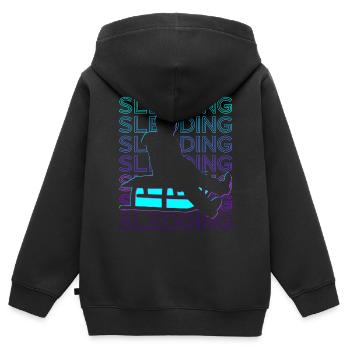 Sledding Mushing Sleigh Retro - Kids Premium Organic Zip-up Hoodie - black - Back - AI Model Kid Male (0cm)