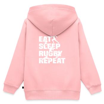 Eat Sleep Rugby Repeat - Rugby Game Rugby Player - Kids Premium Organic Zip-up Hoodie - rose - Back - AI Model Kid Female (0cm)