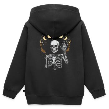 Mond Geist Skelett Geisterstunde Halloween Spuk - Kinder Premium Organic Zip Hoodie - Schwarz - Hinten - AI Model Kid Male (0cm)