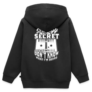 Backgammon Ma stratégie est top secrète - Sweat Premium à capuche zippé enfant bio - noir - Dos - AI Model Kid Male (0cm)