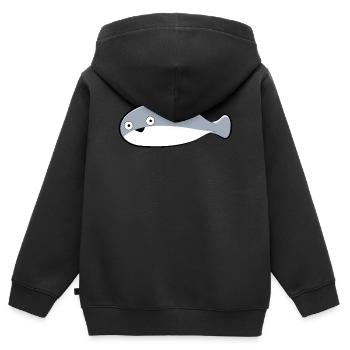 Sacambaspis Uralter Fisch Meme Überrascht - Kinder Premium Organic Zip Hoodie - Schwarz - Hinten - AI Model Kid Male (0cm)