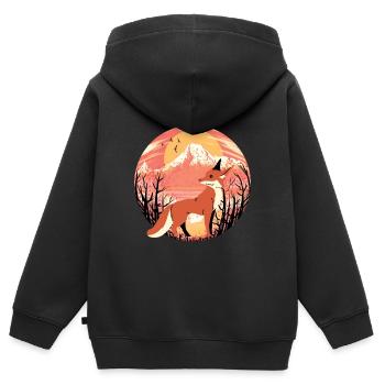 Fuchs Füchse Wildnis - Kinder Premium Organic Zip Hoodie - Schwarz - Hinten - AI Model Kid Male (0cm)