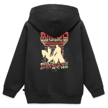 Aikido Where The Gentle Way Meets Warriors Path - Kinder Premium Organic Zip Hoodie - Schwarz - Hinten - AI Model Kid Male (0cm)