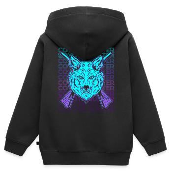 Kojotenjagd Kojotenjäger Retro - Kinder Premium Organic Zip Hoodie - Schwarz - Hinten - AI Model Kid Male (0cm)