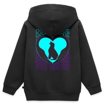 Dog Rescue Adoption Retro - Kids Premium Organic Zip-up Hoodie - black - Back - AI Model Kid Male (0cm)