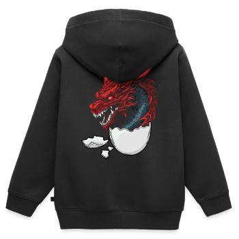 Dragon Dragon Oeuf Oeufs Fantaisie Créature Mythique Fable - Sweat Premium à capuche zippé enfant bio - noir - Dos - AI Model Kid Male (0cm)