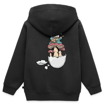Eierschale Zwerg Wichtel Gnom Fantasy Ei Pilze - Kinder Premium Organic Zip Hoodie - Schwarz - Hinten - AI Model Kid Male (0cm)