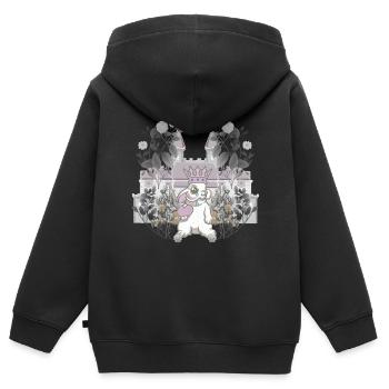 Bunny King souverain rétro Vintage personnage de conte de fées - Sweat Premium à capuche zippé enfant bio - noir - Dos - AI Model Kid Male (0cm)
