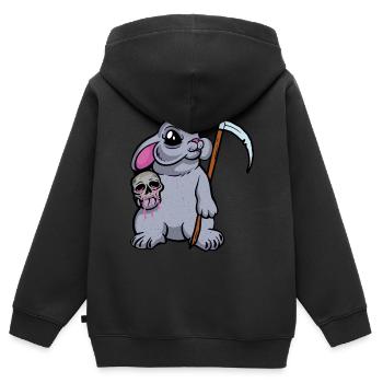 Satanisch Hase Sensenmann Tod Horror Halloween - Kinder Premium Organic Zip Hoodie - Schwarz - Hinten - AI Model Kid Male (0cm)