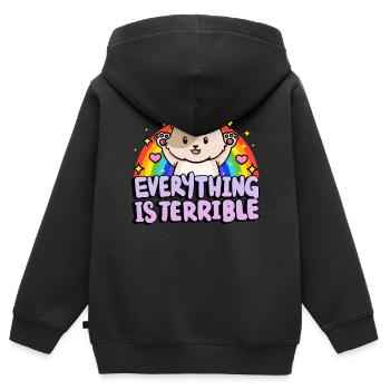 Alles Ist Schrecklich Sarkasmus Regenbogen - Kinder Premium Organic Zip Hoodie - Schwarz - Hinten - AI Model Kid Male (0cm)
