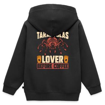 L’amant de la tarentule avant l’araignée de café L’amant du café - Sweat Premium à capuche zippé enfant bio - noir - Dos - AI Model Kid Male (0cm)