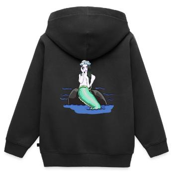 Fantasy Nixe Meerjungfrau Matrose Seefahrer - Kinder Premium Organic Zip Hoodie - Schwarz - Hinten - AI Model Kid Male (0cm)