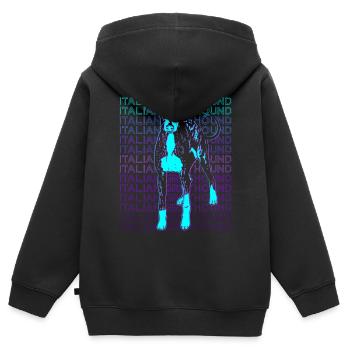 Lévrier Italien Chien Rétro - Sweat Premium à capuche zippé enfant bio - noir - Dos - AI Model Kid Male (0cm)
