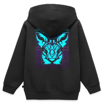 Orientalisch Kurzhaar Katze Retro - Kinder Premium Organic Zip Hoodie - Schwarz - Hinten - AI Model Kid Male (0cm)