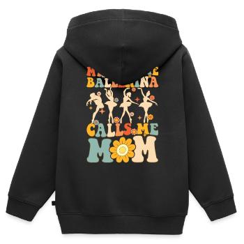 Meine Lieblingsballerina nennt mich Mama Groovy Ba - Kinder Premium Organic Zip Hoodie - Schwarz - Hinten - AI Model Kid Male (0cm)