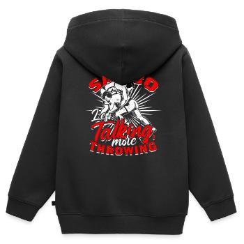 Sambo Moins parler Plus Lancer - Sweat Premium à capuche zippé enfant bio - noir - Dos - AI Model Kid Male (0cm)