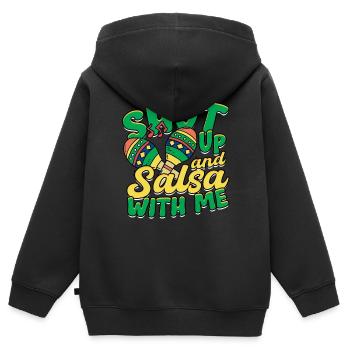 Salsa Salsero Salsera Shut Up And Salsa With Me - Kinder Premium Organic Zip Hoodie - Schwarz - Hinten - AI Model Kid Male (0cm)