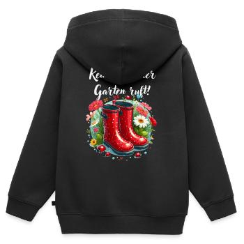 Garten Gummistiefel Gärtnerin Hobbygärtner Blumen - Kinder Premium Organic Zip Hoodie - Schwarz - Hinten - AI Model Kid Male (0cm)