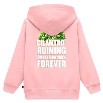 Cilantro: Ruining Everything Since Forever - Kinder Premium Organic Zip Hoodie - Rosa - Hinten - AI Model Kid Female (0cm)