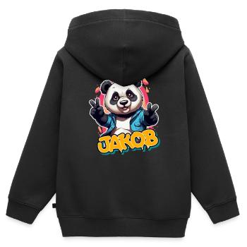 JAKOB - Schöner Jungen Name mit Coolem Panda - Kinder Premium Organic Zip Hoodie - Schwarz - Hinten - AI Model Kid Male (0cm)