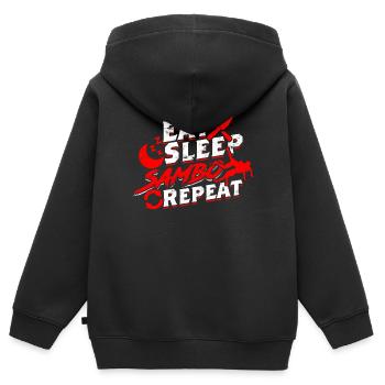 Manger Sommeil Sambo Répéter - Sweat Premium à capuche zippé enfant bio - noir - Dos - AI Model Kid Male (0cm)