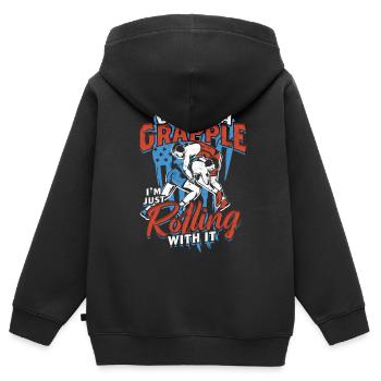 Sambo Life Is A Grapple I'm Just Rolling With It - Kids Premium Organic Zip-up Hoodie - black - Back - AI Model Kid Male (0cm)