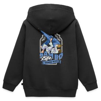 Sambo Vie Sambo Femme - Sweat Premium à capuche zippé enfant bio - noir - Dos - AI Model Kid Male (0cm)