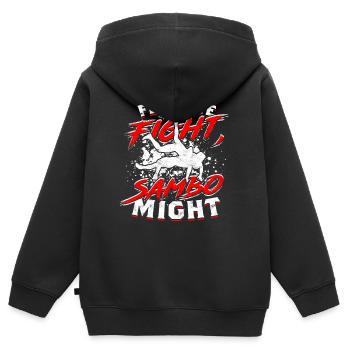Sambo Feel Le Combat Sambo Pourrait - Sweat Premium à capuche zippé enfant bio - noir - Dos - AI Model Kid Male (0cm)