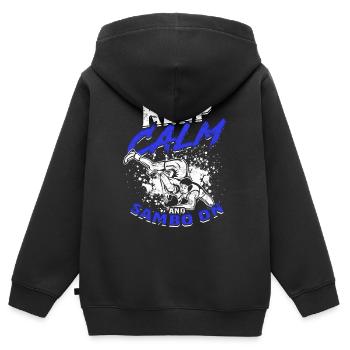 Gardez votre calme et votre sambo - Sweat Premium à capuche zippé enfant bio - noir - Dos - AI Model Kid Male (0cm)