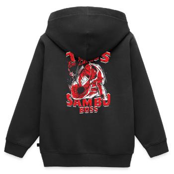 Lancez-les comme un Sambo - Sweat Premium à capuche zippé enfant bio - noir - Dos - AI Model Kid Male (0cm)