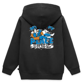 Sambo My Happy Place Est Sur Le Tapis - Sweat Premium à capuche zippé enfant bio - noir - Dos - AI Model Kid Male (0cm)