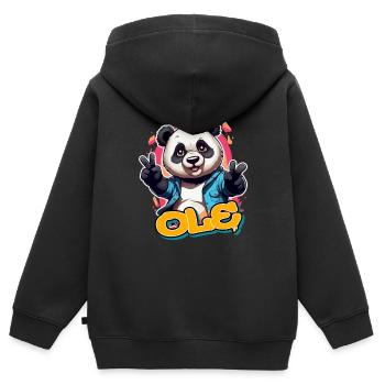 OLE - Beau nom de garçon avec Cool Panda - Sweat Premium à capuche zippé enfant bio - noir - Dos - AI Model Kid Male (0cm)
