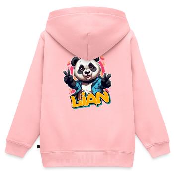 LIAN - Schöner Jungen Name mit coolem Panda - Kinder Premium Organic Zip Hoodie - Rosa - Hinten - AI Model Kid Female (0cm)