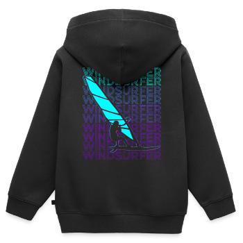 Windsurfer Windsurfen Windsurfen Retro - Kinder Premium Organic Zip Hoodie - Schwarz - Hinten - AI Model Kid Male (0cm)