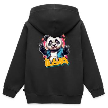ILYA - Handsome Boy Name With Cool Pand - Kids Premium Organic Zip-up Hoodie - black - Back - AI Model Kid Male (0cm)