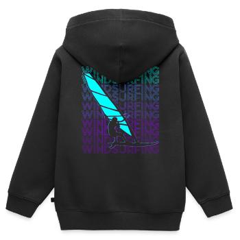 Windsurfing Windsurfer Windsurfing Retro - Kids Premium Organic Zip-up Hoodie - black - Back - AI Model Kid Male (0cm)