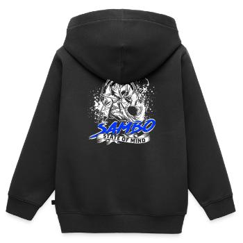État d’ du Sambo - Sweat Premium à capuche zippé enfant bio - noir - Dos - AI Model Kid Male (0cm)