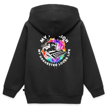 Harvester Lover My Passion My Harvester Farmer - Kinder Premium Organic Zip Hoodie - Schwarz - Hinten - AI Model Kid Male (0cm)