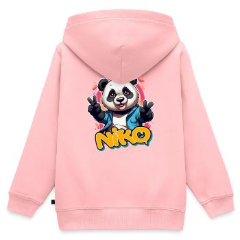 NIKO - Handsome boy name with cool panda - Kids Premium Organic Zip-up Hoodie - rose - Back - AI Model Kid Female (0cm)