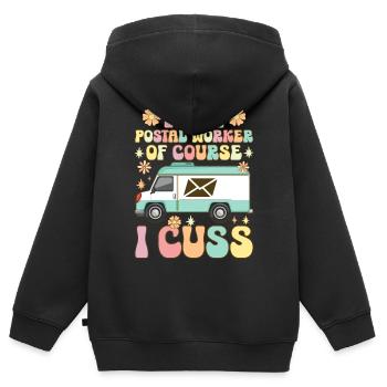 Je suis un postier Je gronde les postiers - Sweat Premium à capuche zippé enfant bio - noir - Dos - AI Model Kid Male (0cm)