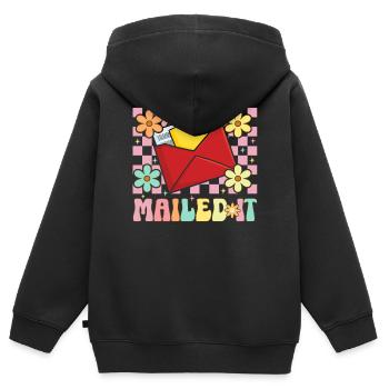 Employés des postes envoyés Facteurs - Sweat Premium à capuche zippé enfant bio - noir - Dos - AI Model Kid Male (0cm)
