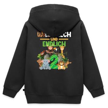 Wild Frech Und Endlich 2 - Kinder Premium Organic Zip Hoodie - Schwarz - Hinten - AI Model Kid Male (0cm)