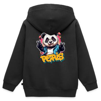 PERIS - Handsome Boy Name with Cool Panda - Kids Premium Organic Zip-up Hoodie - black - Back - AI Model Kid Male (0cm)