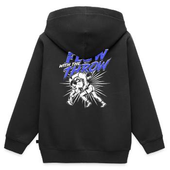 Sambo Flow Avec Le Plaid - Sweat Premium à capuche zippé enfant bio - noir - Dos - AI Model Kid Male (0cm)