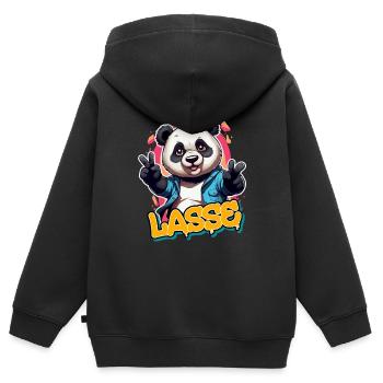 LASSE - Handsome boy name with cool panda - Kids Premium Organic Zip-up Hoodie - black - Back - AI Model Kid Male (0cm)