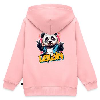 LEWIN - Schöner Jungen Name mit coolem Panda - Kinder Premium Organic Zip Hoodie - Rosa - Hinten - AI Model Kid Female (0cm)